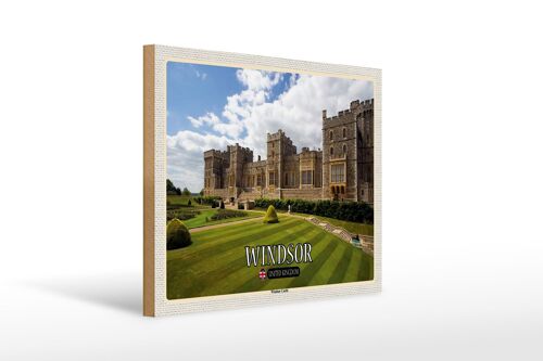 Holzschild Städte England UK Windsor Castle 40x30cm