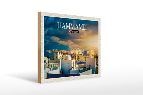 Holzschild Reise Hammamet Tunesien Urlaub Sonne 40x30cm
