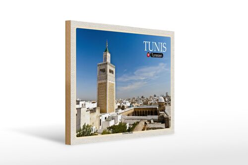 Holzschild Reise Tunesien Ez Zitouna Moschee 40x30cm