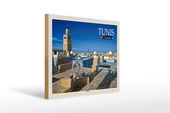 Panneau en bois voyage Tunis Tunisie Médina Mosquée 40x30cm 1