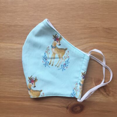 Children's fabric mask light blue with Bambi