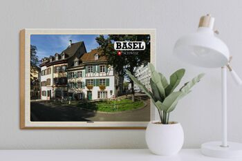 Panneau en bois voyage Bâle Suisse Kleinbasel ville 40x30cm 3