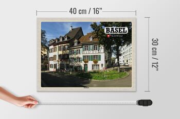 Panneau en bois voyage Bâle Suisse Kleinbasel ville 40x30cm 4
