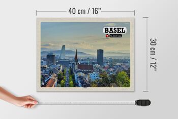Panneau en bois voyage Bâle Suisse skyline architecture 40x30cm 4
