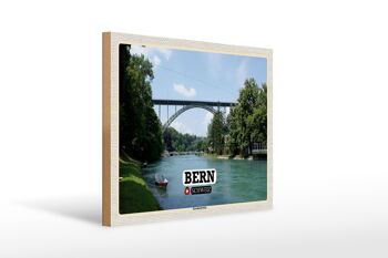 Panneau en bois voyage Berne Suisse Pont Kornhausbrücke 40x30cm 1