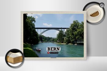 Panneau en bois voyage Berne Suisse Pont Kornhausbrücke 40x30cm 2