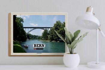 Panneau en bois voyage Berne Suisse Pont Kornhausbrücke 40x30cm 3