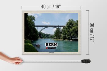Panneau en bois voyage Berne Suisse Pont Kornhausbrücke 40x30cm 4