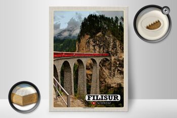 Panneau en bois voyage Filisur Suisse Viaduc de Landwasser 30x40cm 2