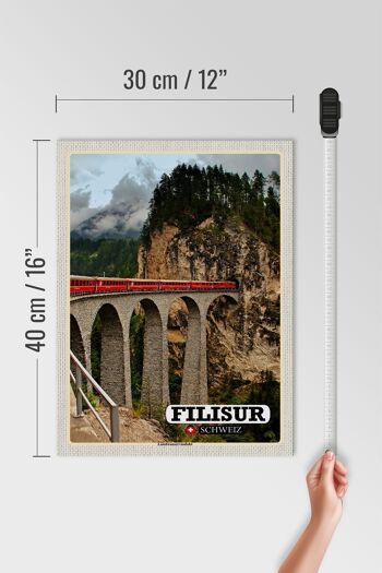 Panneau en bois voyage Filisur Suisse Viaduc de Landwasser 30x40cm 4