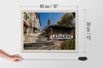 Panneau en bois voyage Lausanne Suisse architecture vieille ville 40x30cm 4