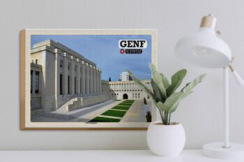 Panneau en bois voyage Genève Suisse Palais de la Ligue des Nations 40x30cm 3