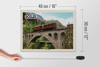 Panneau en bois voyage Solis Suisse Soliser Viaduc Pont 40x30cm 4