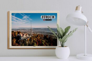 Panneau en bois voyage Zurich Suisse ville d'Uetliberg 40x30cm 3