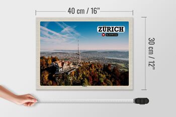 Panneau en bois voyage Zurich Suisse ville d'Uetliberg 40x30cm 4