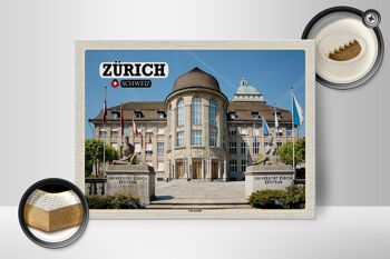 Panneau en bois voyage Zurich Suisse Centre Universitaire 40x30cm 2