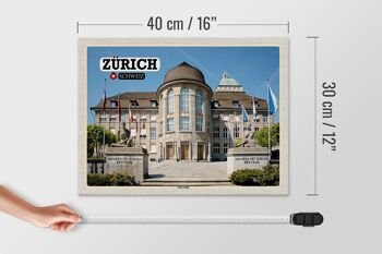 Panneau en bois voyage Zurich Suisse Centre Universitaire 40x30cm 4