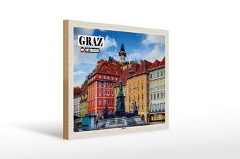 Panneau en bois voyage Graz Autriche architecture de la vieille ville 40x30cm 1