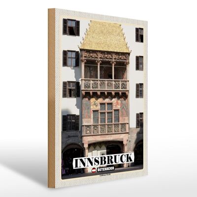 Panneau en bois voyage Innsbruck Autriche Petit Toit d'Or 30x40cm