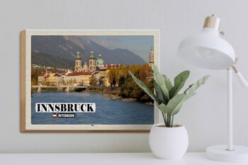 Panneau en bois voyage Innsbruck Autriche Inn River 40x30cm 3
