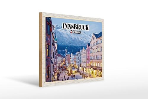 Holzschild Reise Innsbruck Österreich Weihnachten 40x30cm