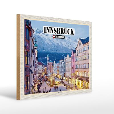 Cartel de madera viaje Innsbruck Austria Navidad 40x30cm