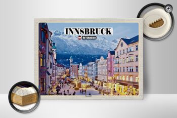 Panneau en bois voyage Innsbruck Autriche Noël 40x30cm 2