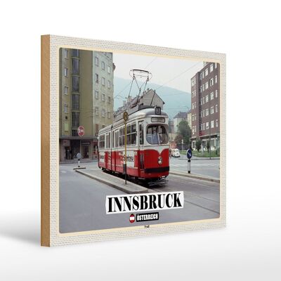 Cartel de madera viaje Innsbruck Austria Pradl ciudad 40x30cm