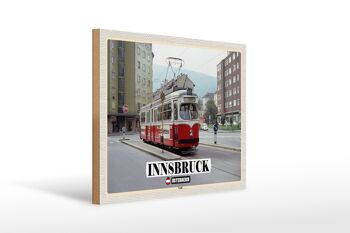 Panneau en bois voyage Innsbruck Autriche Pradl ville 40x30cm 1