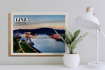 Panneau en bois voyage Linz Autriche Danube 40x30cm 3