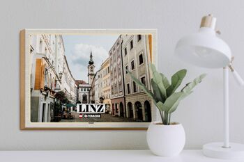 Panneau en bois voyage Linz Autriche église de la vieille ville 40x30cm 3