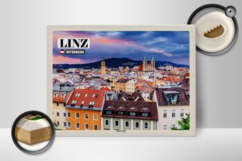 Panneau en bois voyage Linz Autriche centre-ville 40x30cm 2