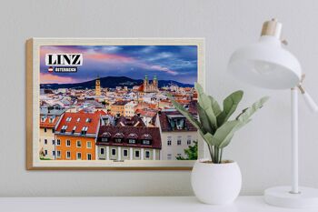 Panneau en bois voyage Linz Autriche centre-ville 40x30cm 3
