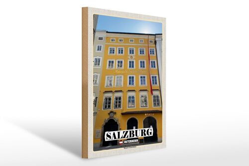Holzschild Reise Salzburg Mozarts Geburtshaus 30x40cm