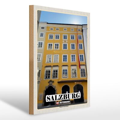 Holzschild Reise Salzburg Mozarts Geburtshaus 30x40cm