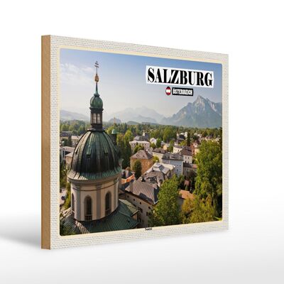 Cartel de madera viaje Salzburgo Nonntal Austria 40x30cm