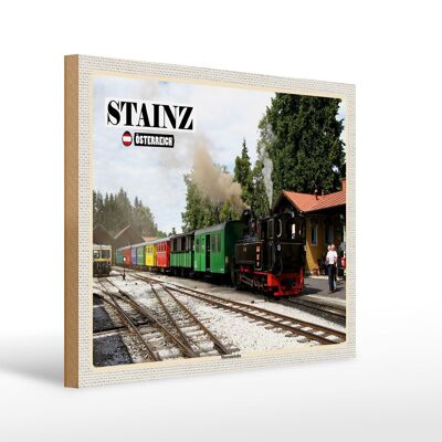 Cartel de madera viaje Stainz Austria museo ferrocarril 40x30cm