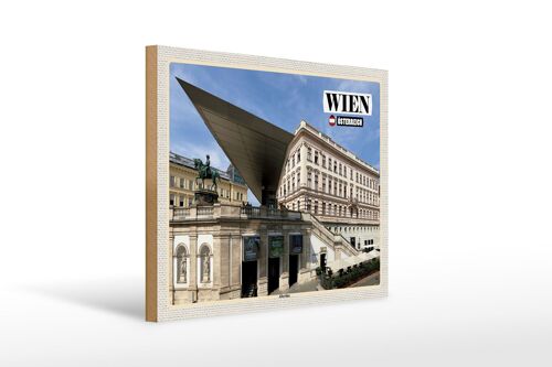 Holzschild Reise Wien Österreich Albertina 40x30cm Geschenk