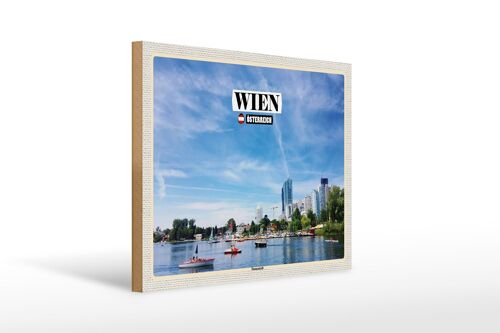 Holzschild Reise Wien Österreich Donaustadt 40x30cm Geschenk