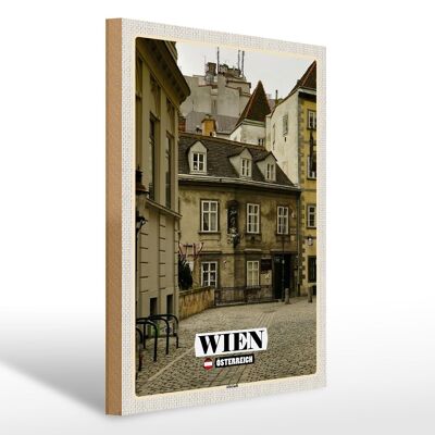 Holzschild Reise Wien Österreich Altstadt Architektur 30x40cm