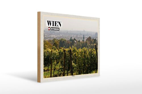 Holzschild Reise Wien Österreich Grinzing Weinfelder 40x30cm
