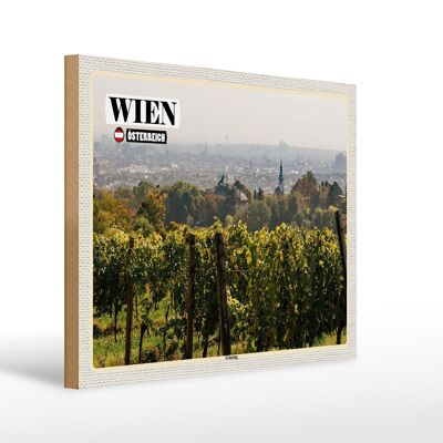 Cartello in legno viaggio Vienna Austria Grinzing campi di vino 40x30cm