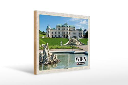 Holzschild Reise Wien Österreich Schloss Belvedere 40x30cm