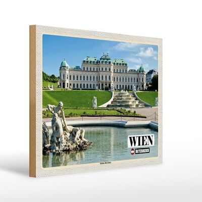 Cartello in legno viaggio Vienna Austria Palazzo Belvedere 40x30cm
