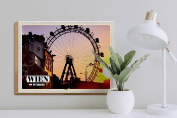 Panneau en bois voyage Vienne Autriche Prater Grande roue 40x30cm 3