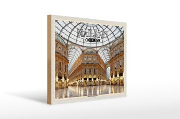 Panneau en bois voyage Milan Galleria Vittorio Emanuele 40x30cm 1