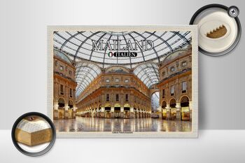 Panneau en bois voyage Milan Galleria Vittorio Emanuele 40x30cm 2