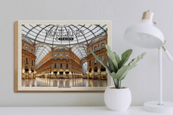 Panneau en bois voyage Milan Galleria Vittorio Emanuele 40x30cm 3