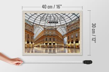 Panneau en bois voyage Milan Galleria Vittorio Emanuele 40x30cm 4