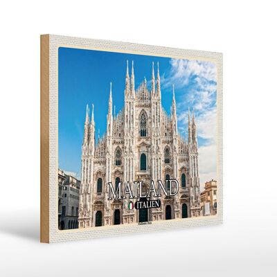 Cartel de madera viaje Italia Milán Catedral de Milán 40x30cm